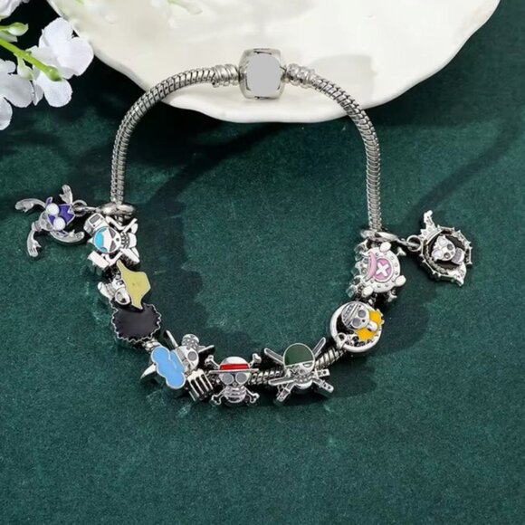Silver Plated One Piece Anime Themed Loaded Charm Bracelet Design - Picture 4 of 7